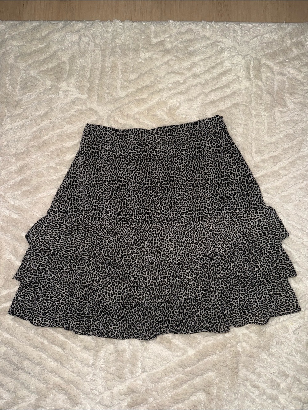 MICHAEL Michael Kors Black and White Leopard Tiered Skirt